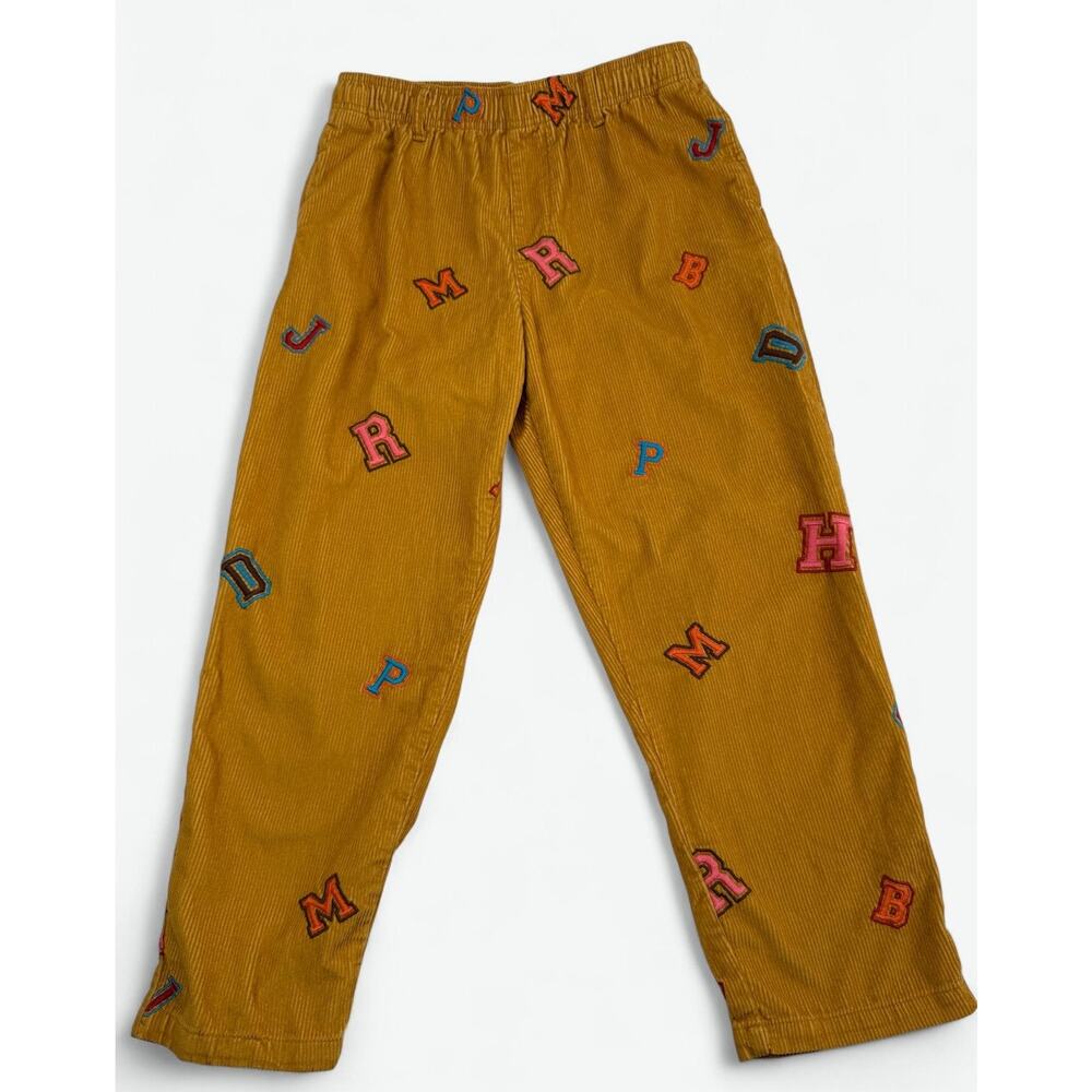 Urban Outfitters Pants Mens Large Mustard Corduroy Varsity Letter Embroidered - Picture 1 of 10